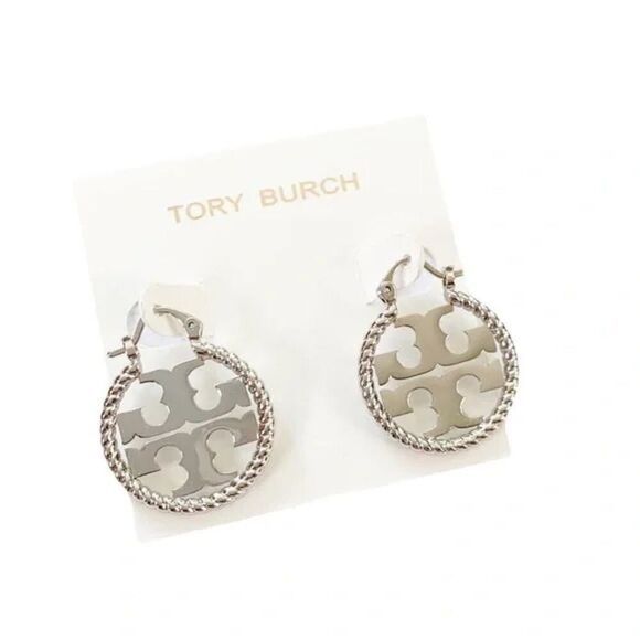 NWOT Tory Burch Silver Miller Hoop Earrings - Picture 1 of 7